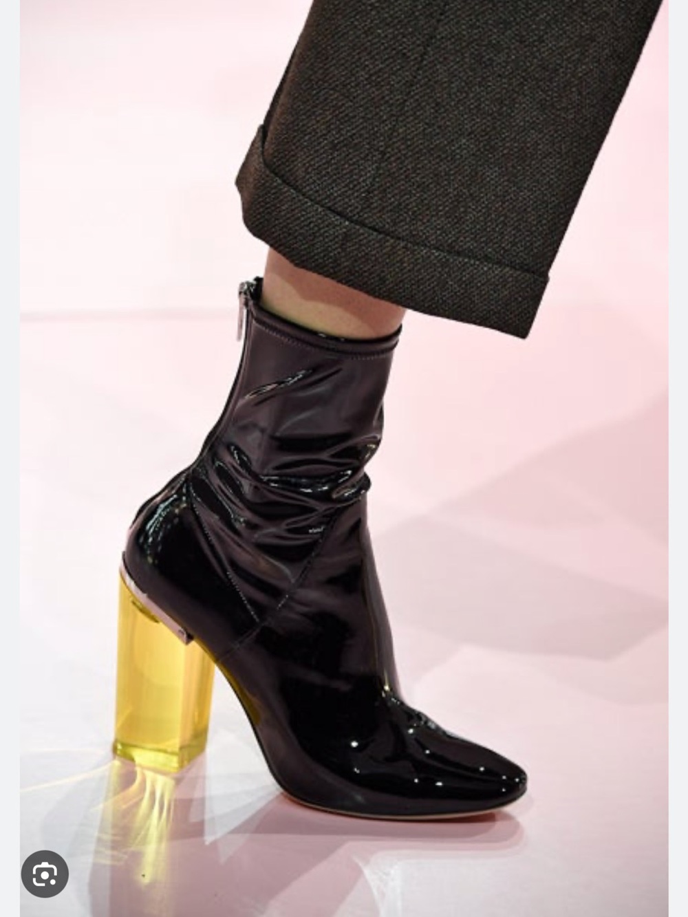 Christian Dior Raf Simons Yellow Lucite Heel Patent Ankle Boots 36 worn once